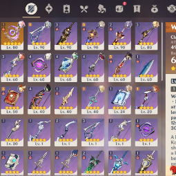 90LVL⭐Keqing(C2)🔥Albedo(C1)⭐Ganyu(C1)🔥Diluc(C1)⭐Jean(C1)🔥Qiqi(C1)⭐Sangonomiya Kokomi🔥Klee⭐Cyno🔥Tighnari💜NA💜3 |5 stars*  Weapons💜43 CHARACTERS💜AR. 56💜 1